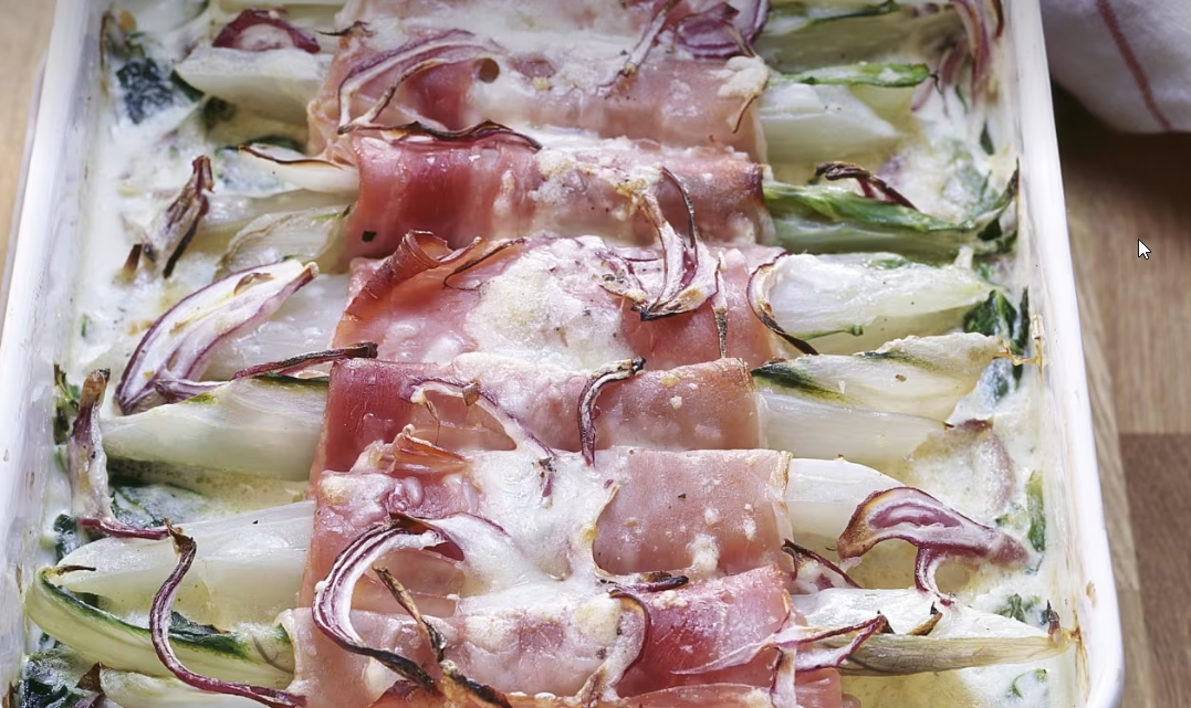 Krautstielgratin mit Schinken